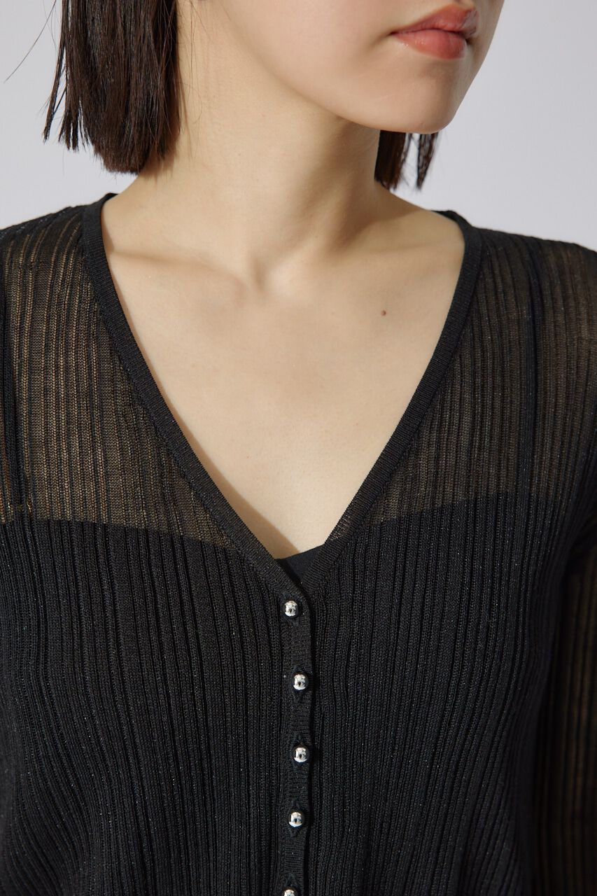 rienda「ランダムリブシアーニットカーディガントップス」|カーディガン|