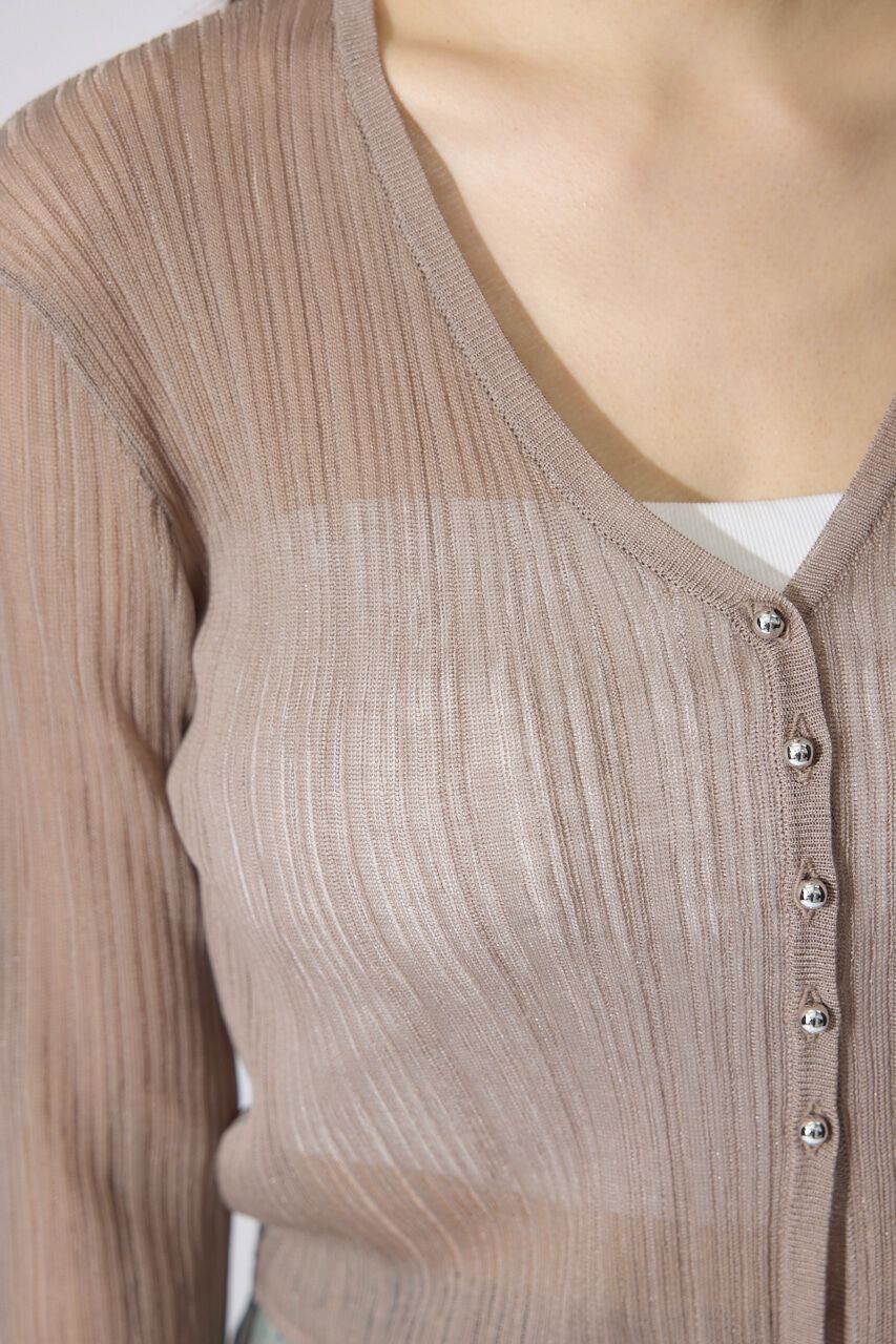 rienda「ランダムリブシアーニットカーディガントップス」|カーディガン|