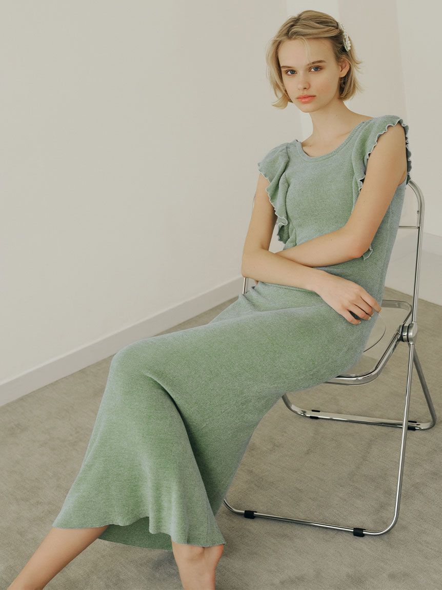 SNIDEL HOME「フリルニットワンピース」|ルームウェア|