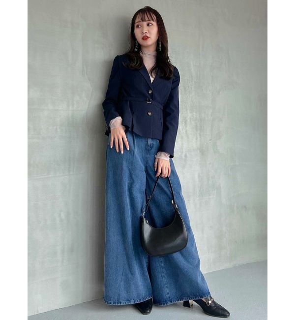 dazzlin「ダブルハイウエストワイドデニムパンツ」|デニム|