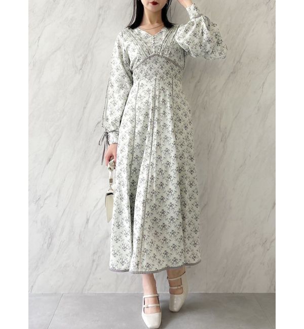 dazzlin「ピンタックフラワーワンピース」|ワンピース|ミントグリーン