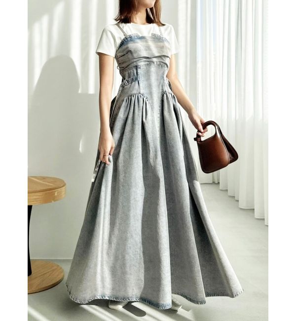 dazzlin「デニムベルトギャザーキャミワンピース」|ワンピース|