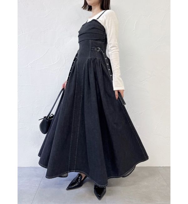 dazzlin「デニムベルトギャザーキャミワンピース」|ワンピース|