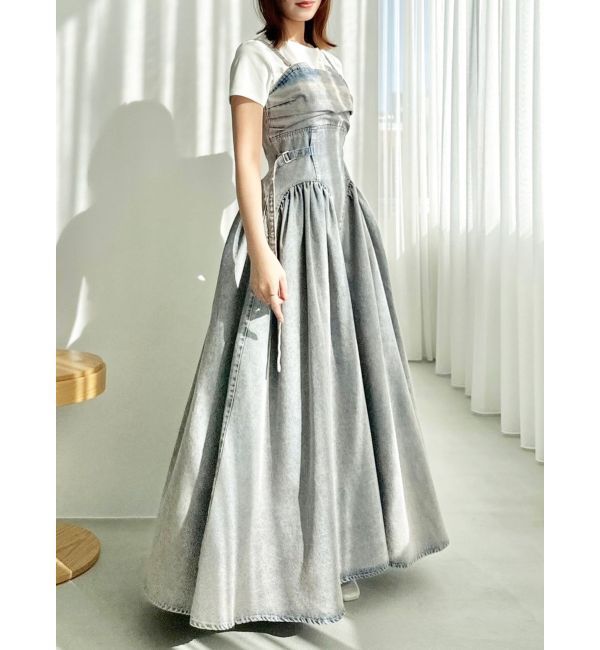 dazzlin「デニムベルトギャザーキャミワンピース」|ワンピース|