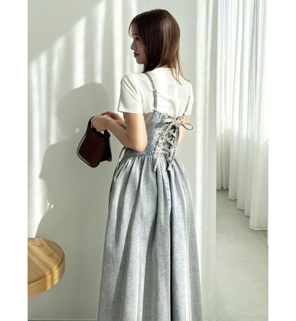 dazzlin「デニムベルトギャザーキャミワンピース」|ワンピース|