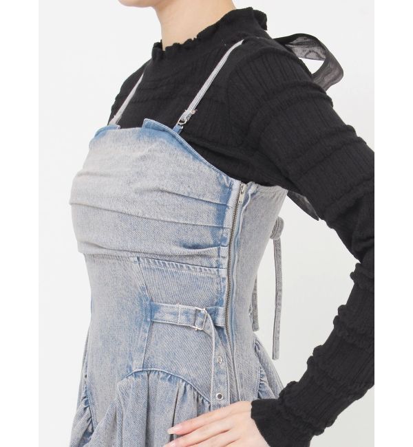 dazzlin「デニムベルトギャザーキャミワンピース」|ワンピース|