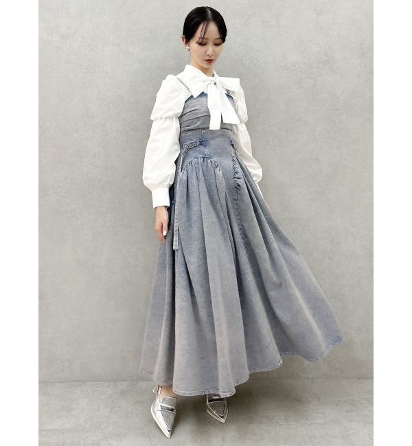 dazzlin「デニムベルトギャザーキャミワンピース」|ワンピース|