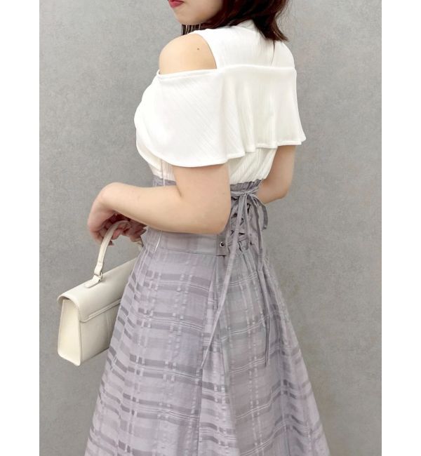 dazzlin「ツイストシアーチェックコルセットワンピース」|ワンピース|オフホワイト