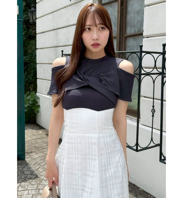 dazzlin「ツイストシアーチェックコルセットワンピース」|ワンピース|