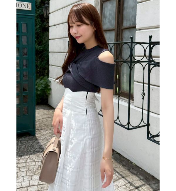 dazzlin「ツイストシアーチェックコルセットワンピース」|ワンピース|