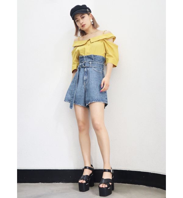 EMODA「オフショルダーハーフスリーブシャツ」|シャツ・ブラウス|