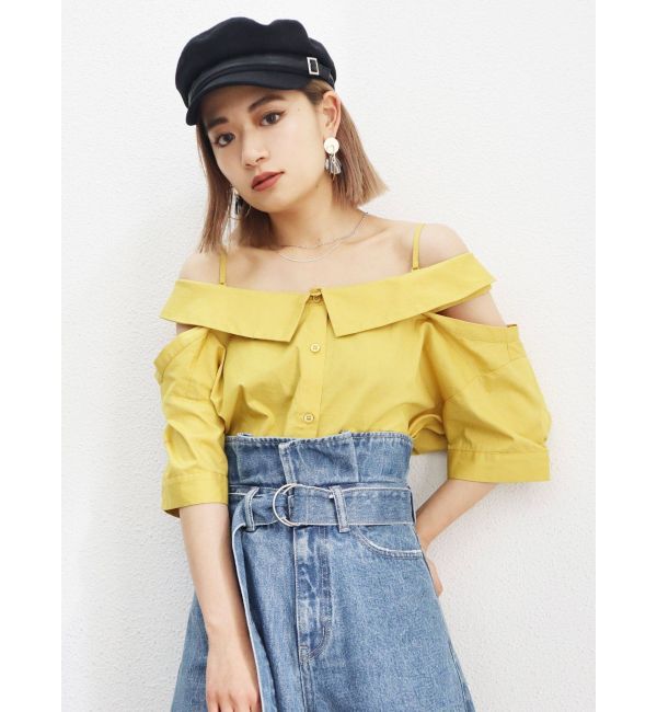 EMODA「オフショルダーハーフスリーブシャツ」|シャツ・ブラウス|