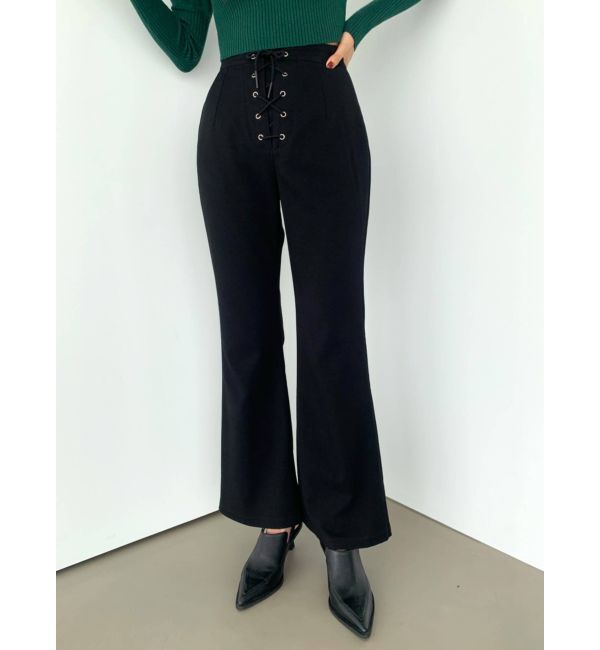 EMODA「レースアップフレアパンツ」|その他|ブラック