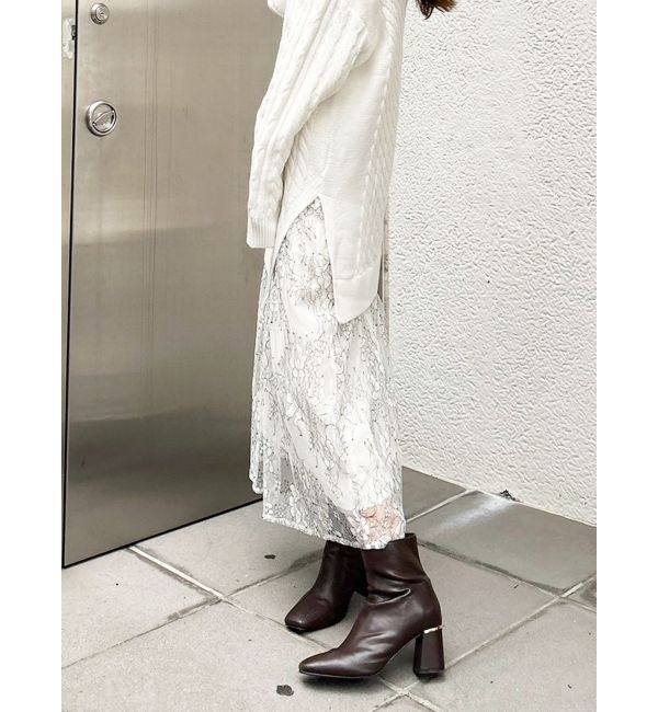 MERCURYDUO「レースドッキングケーブルニットワンピース」|ワンピース|