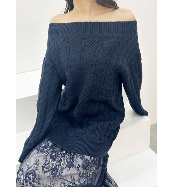 MERCURYDUO「レースドッキングケーブルニットワンピース」|ワンピース|