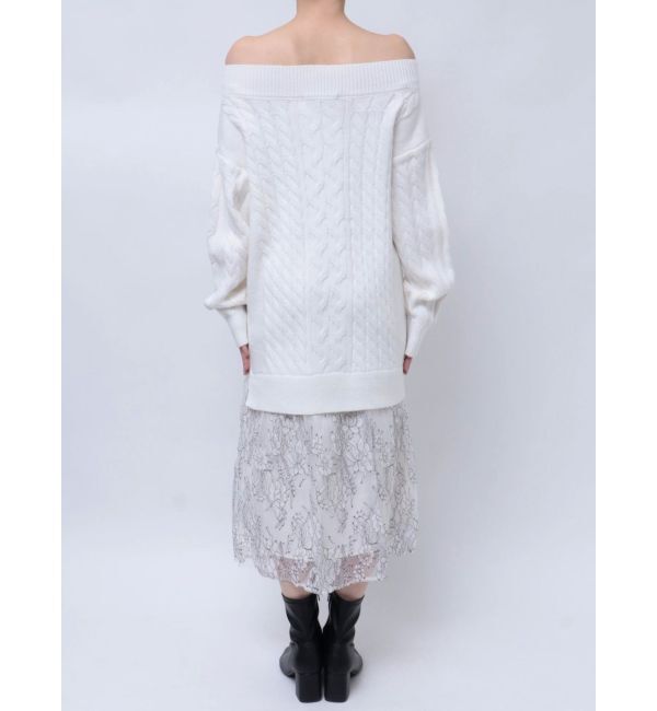 MERCURYDUO「レースドッキングケーブルニットワンピース」|ワンピース|