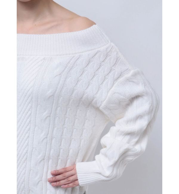 MERCURYDUO「レースドッキングケーブルニットワンピース」|ワンピース|