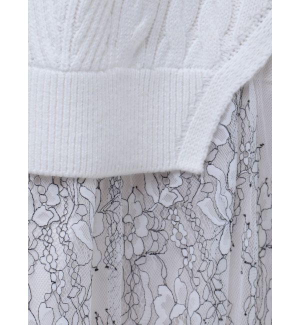MERCURYDUO「レースドッキングケーブルニットワンピース」|ワンピース|
