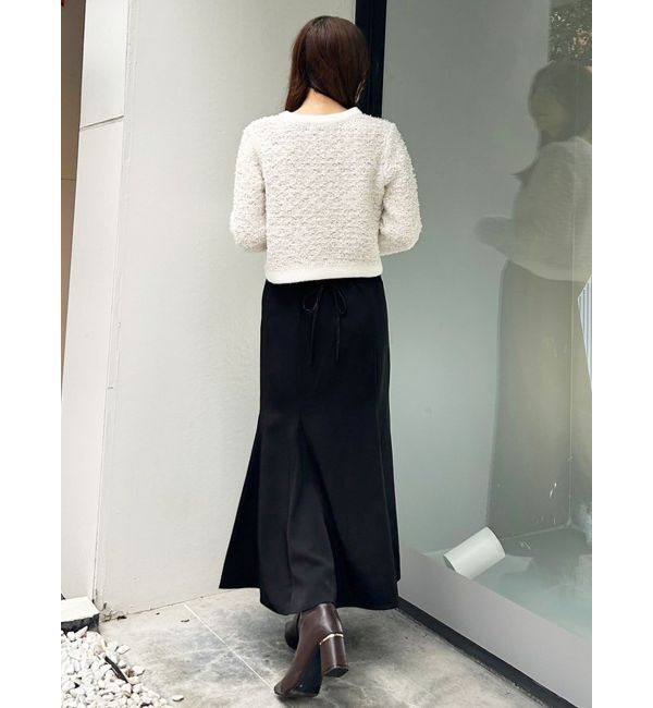 MERCURYDUO「ノーカラーツイードニットカーディガン」|カーディガン|