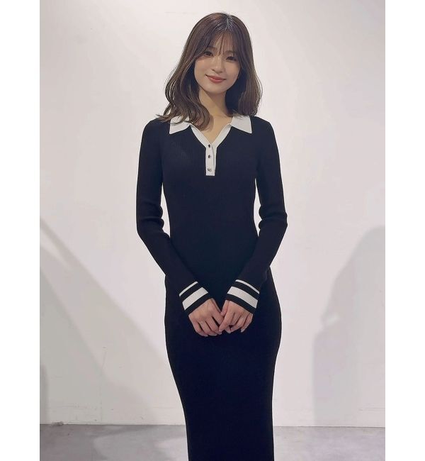 MERCURYDUO「バイカラースキッパーニットワンピース」|ワンピース|