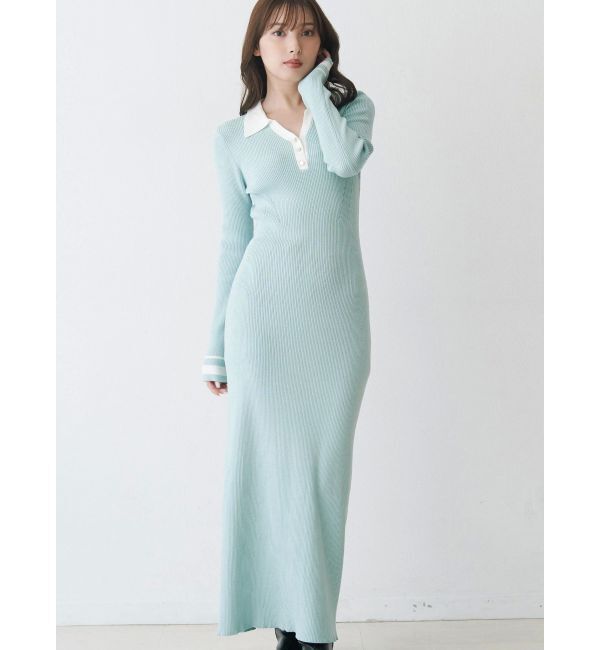 MERCURYDUO「バイカラースキッパーニットワンピース」|ワンピース|