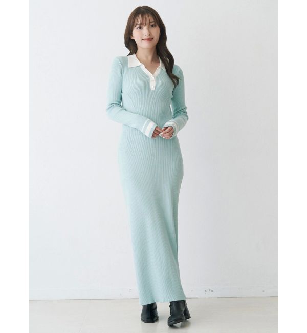 MERCURYDUO「バイカラースキッパーニットワンピース」|ワンピース|