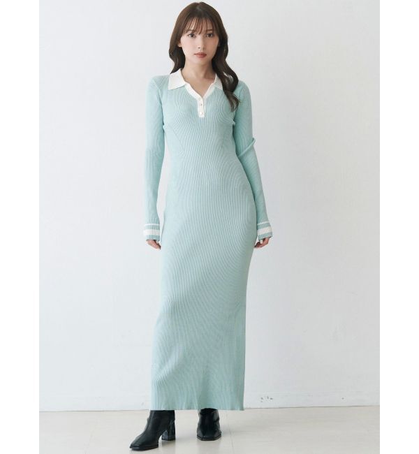 MERCURYDUO「バイカラースキッパーニットワンピース」|ワンピース|