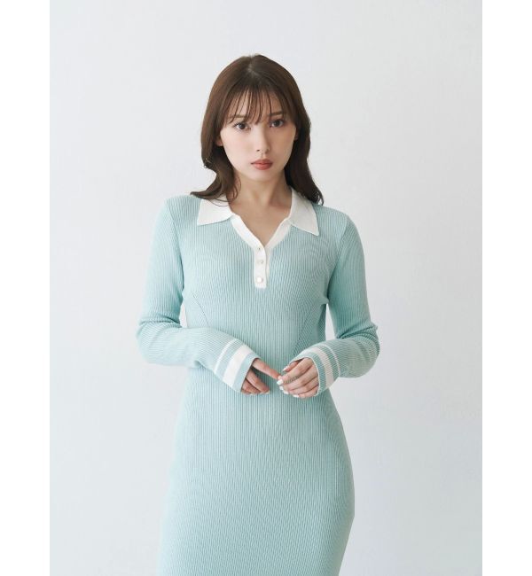 MERCURYDUO「バイカラースキッパーニットワンピース」|ワンピース|