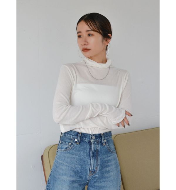 Ungrid「ハイネックシアーロングスリーブTee」|Tシャツ・カットソー|オフホワイト