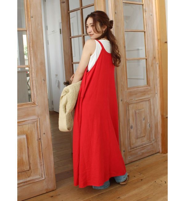 Ungrid「リネン混ショルダーデザインキャミワンピース」|ワンピース|