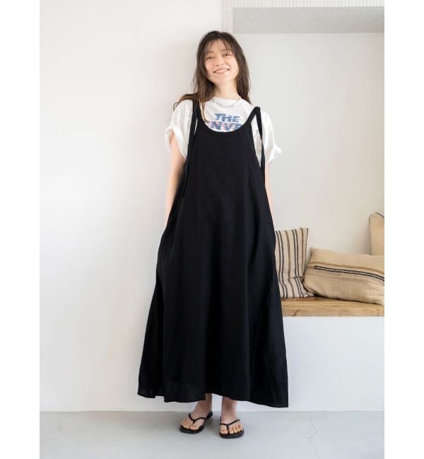 Ungrid「リネン混ショルダーデザインキャミワンピース」|ワンピース|