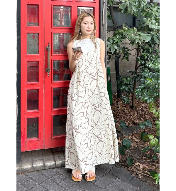 Ungrid「リネン混ショルダーデザインキャミワンピース」|ワンピース|ミックス