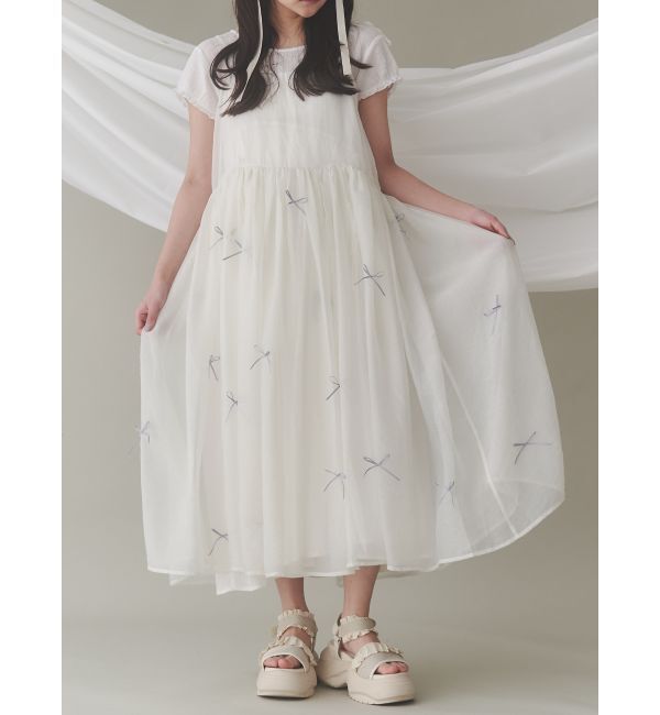 merry jenny「ribbonシアーレイヤードキャミワンピース」|ワンピース|オフホワイト