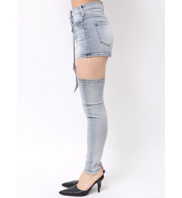 GYDA「ハイウエストdetachableスキニーデニムパンツ」|デニム|