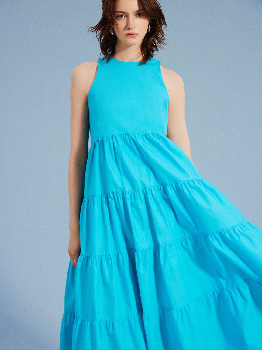 Mila Owen「【ウォッシャブル】クルーネックアメスリティアードロングワンピース」|ワンピース|