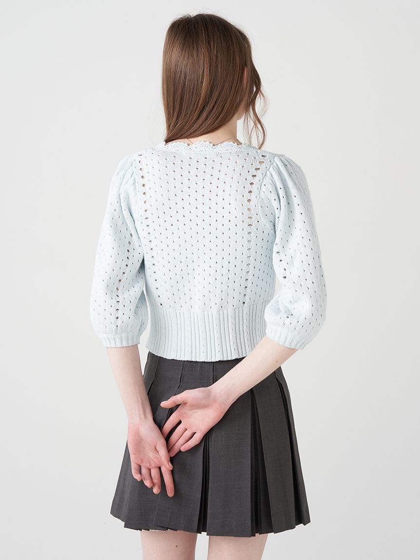 FURFUR「クロシェハーフスリーブカーディガン」|カーディガン|