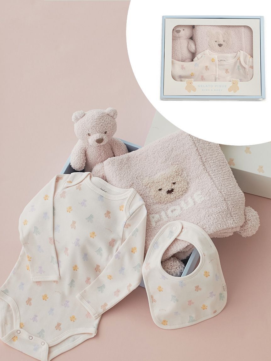GELATO PIQUE KIDS & BABY「【ラッピング済み】【BABY】ベアブランケット&ぬいぐるみ&ボディースーツ&スタイ4点セット ギフトBOX」|その他ベビー用品|PNK