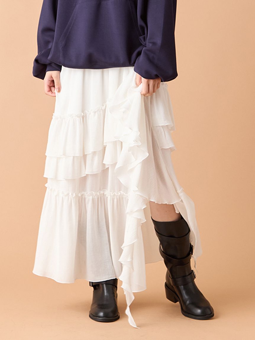 LILY BROWN「【WEB限定00サイズ】イレヘムティアードスカート」|スカート|
