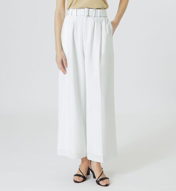  「【ウォッシャブル/セットアップ対応】セットアップワイドパンツ」|スラックス|ホワイト