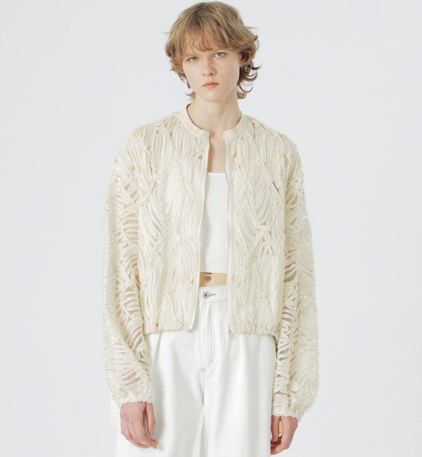  「エンブロイダリーチュールブルゾン」|ブルゾン・スタジャン|ホワイト
