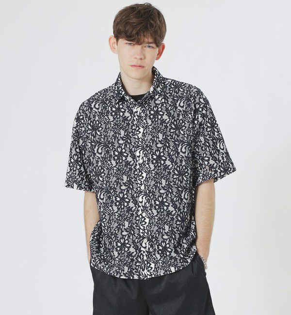  「バイカラーレースショートスリーブシャツ」|シャツ・ブラウス|ホワイト