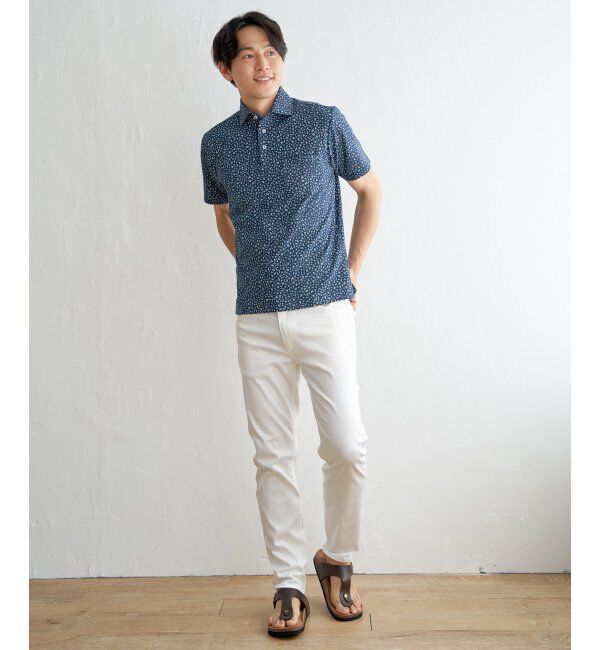 IKKA LOUNGE「小花柄プリント鹿の子ポロシャツ」|Tシャツ・カットソー|