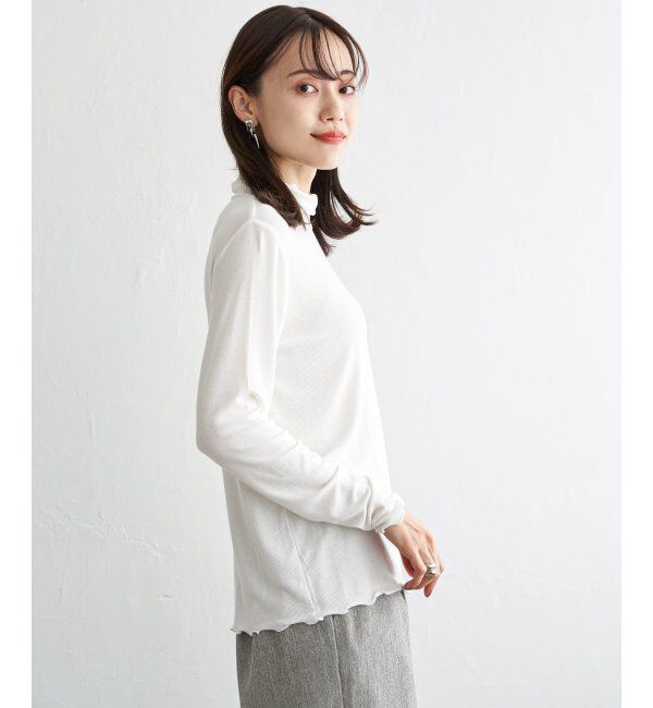 ikka「ハイネックテレコ長袖プルオーバー」|Tシャツ・カットソー|