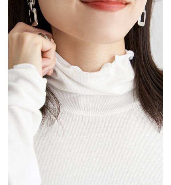 ikka「ハイネックテレコ長袖プルオーバー」|Tシャツ・カットソー|