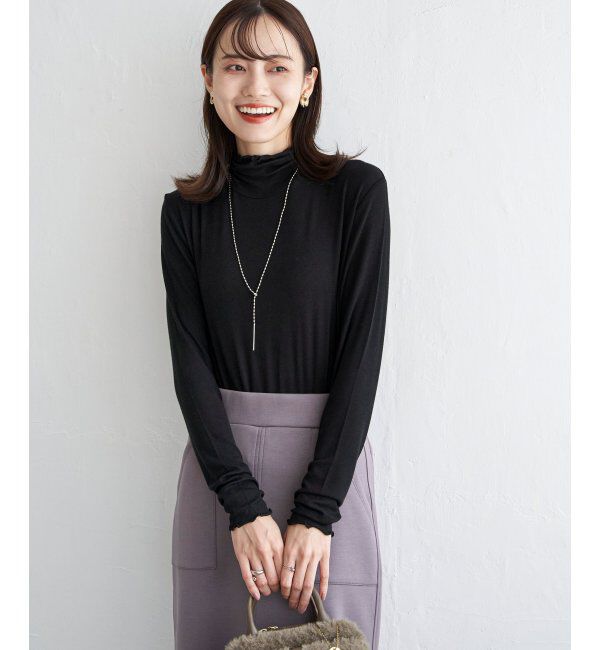 ikka「ハイネックテレコ長袖プルオーバー」|Tシャツ・カットソー|