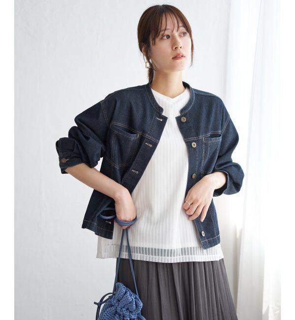 ikka「メッシュデニムブルゾン」|ブルゾン・スタジャン|