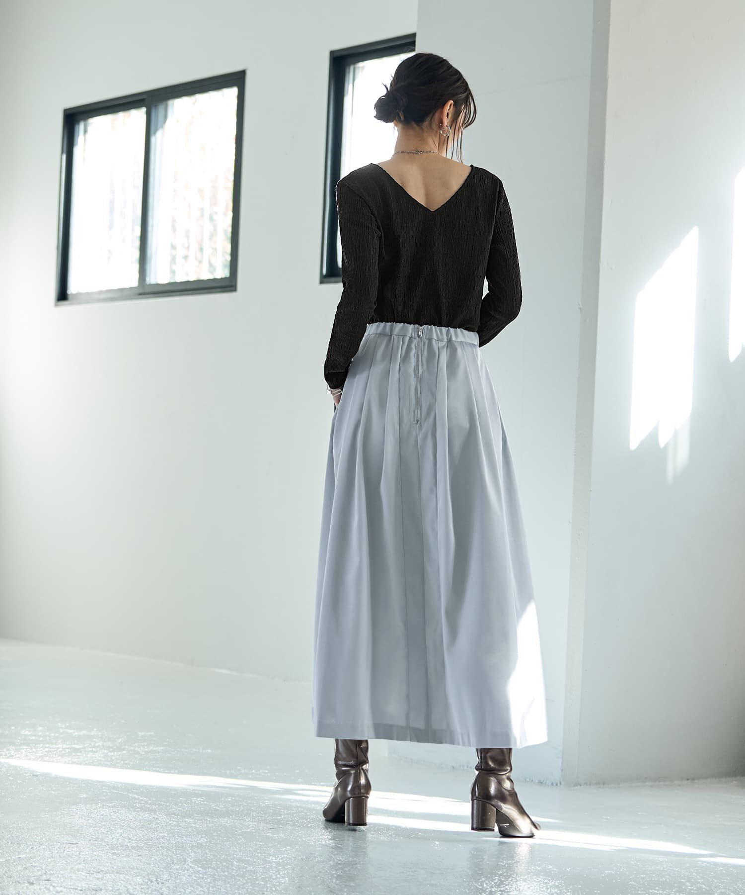STYLE DELI「微光沢生地タックスカート」|スカート|