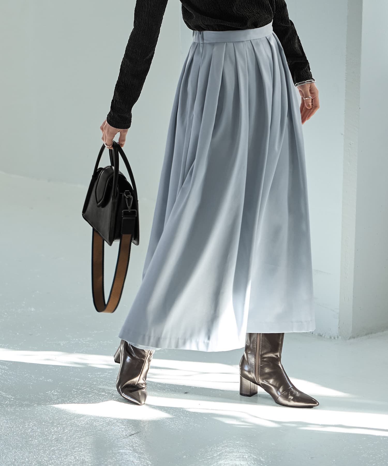 STYLE DELI「微光沢生地タックスカート」|スカート|