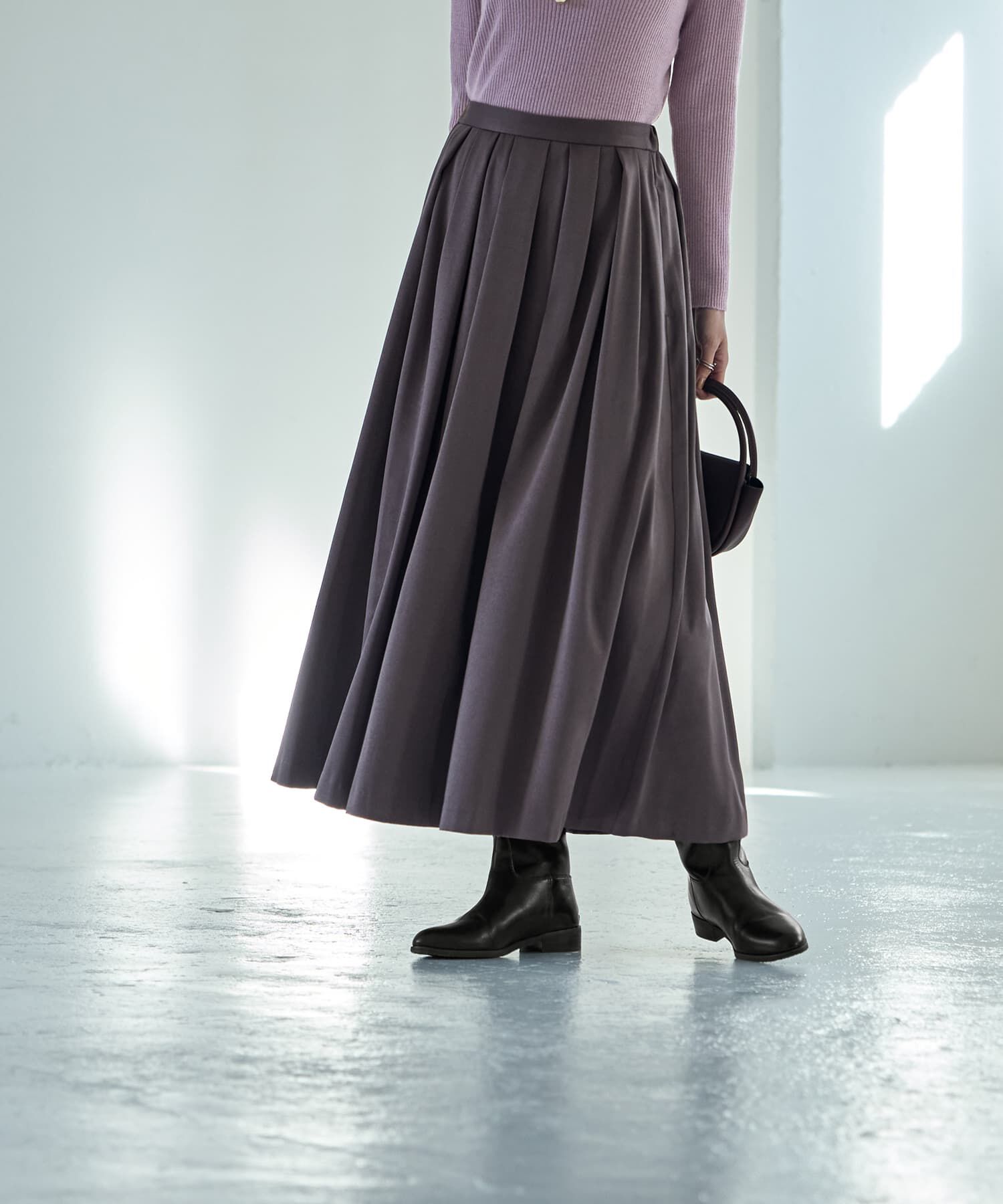 STYLE DELI「微光沢生地タックスカート」|スカート|