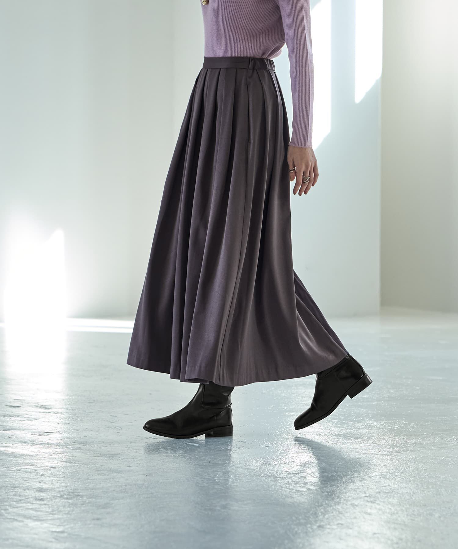 STYLE DELI「微光沢生地タックスカート」|スカート|